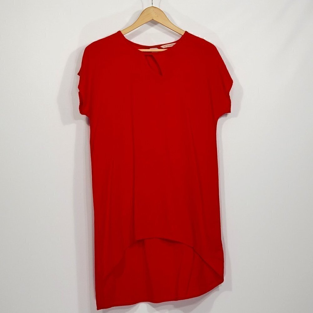 Soft Surroundings Red Asymmetrical Tunic Short Sleeve Womens Size PS